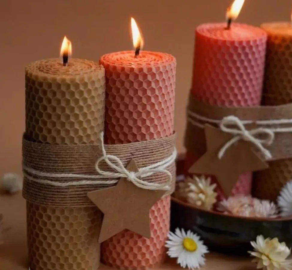 I love the simple, natural beauty of these honeycomb pillar candles. We hand-roll each one to create that perfect texture, and they give off such a warm, gentle light. They are perfect for creating a cozy, rustic vibe in any corner of your home.