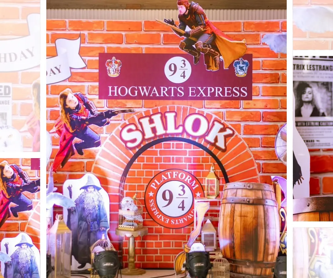 Welcome to the Hogwarts Express! For this Harry Potter themed birthday, I recreated the iconic Platform 9¾, complete with a brick wall backdrop and character cutouts. My focus is on creating immersive decor that transports guests into their favorite stories.