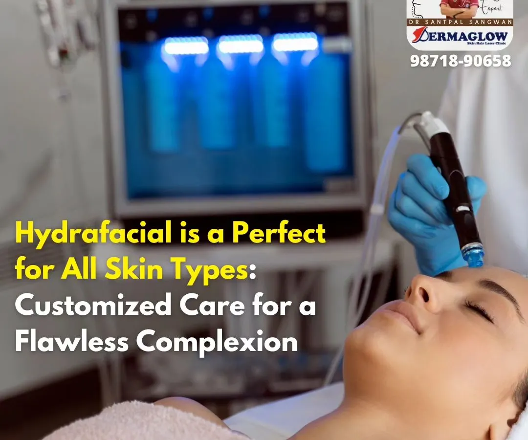 A client undergoing our signature HydraFacial treatment. This image shows the specialized handpiece used to cleanse, exfoliate, and infuse the skin with hydrating serums. The procedure is gentle, non-invasive, and provides an immediate, noticeable glow.