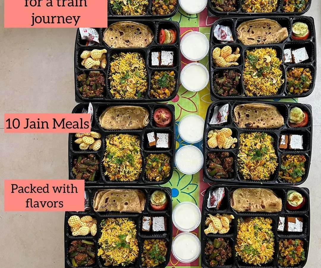 Getting an early start to pack these 10 Jain meal thalis for a train journey. My travel meals are designed to be delicious and convenient, so you can enjoy wholesome homemade food even when you're on the go.