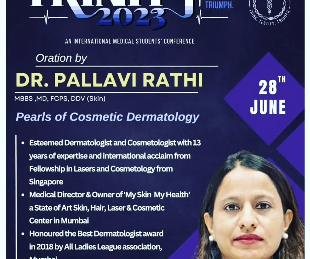 This poster highlights my oration at a major medical conference, where I discussed advanced topics in cosmetic dermatology. My extensive training, including a fellowship in Lasers and Cosmetology from Singapore, allows me to provide my patients with scientifically-backed and effective treatments.