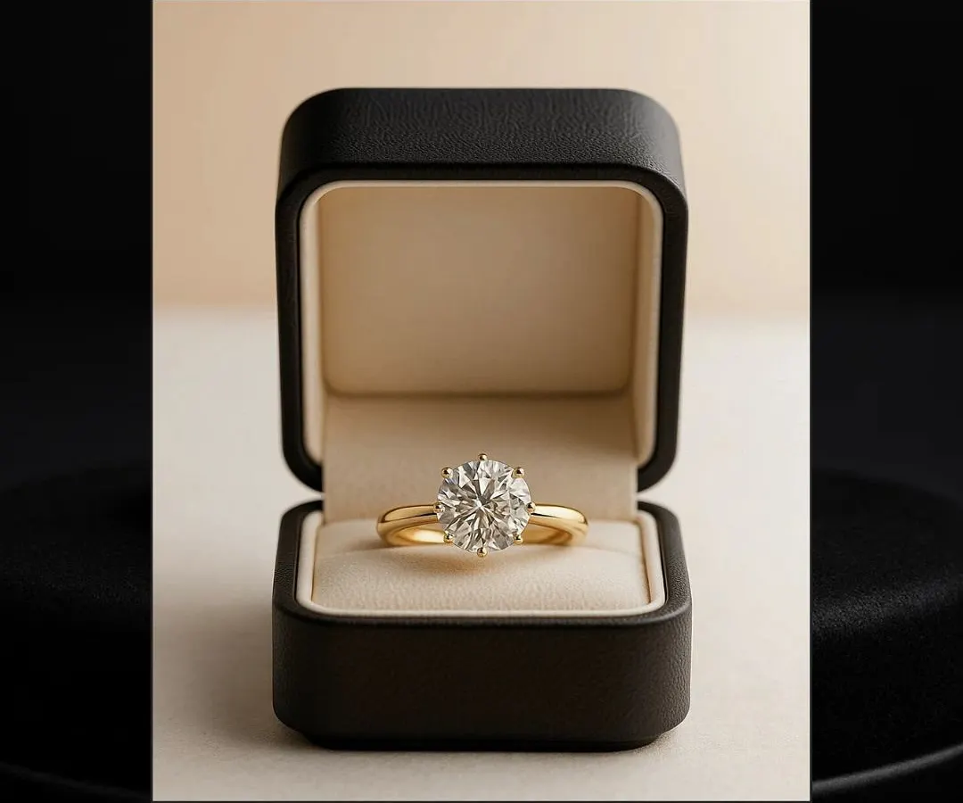 Some pieces do not need an introduction. This classic solitaire ring, resting in its box, is a symbol of forever captured in a single, brilliant stone. It represents a promise, a milestone, or a moment just for you, speaking volumes in its elegant simplicity.