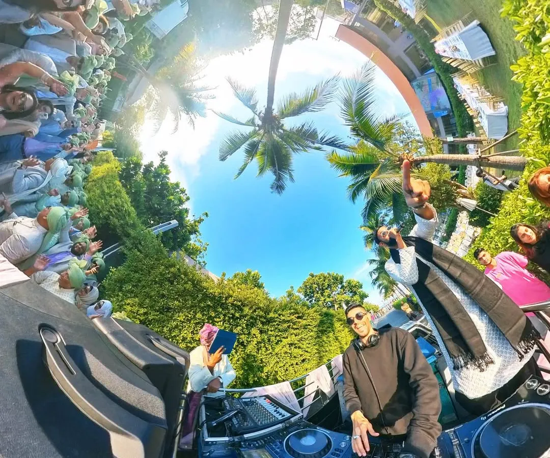 Music makes the world go round, literally. This 360-degree view captures the epic scale of a destination wedding baraat I played in Thailand. I bring the party anywhere you want to go.