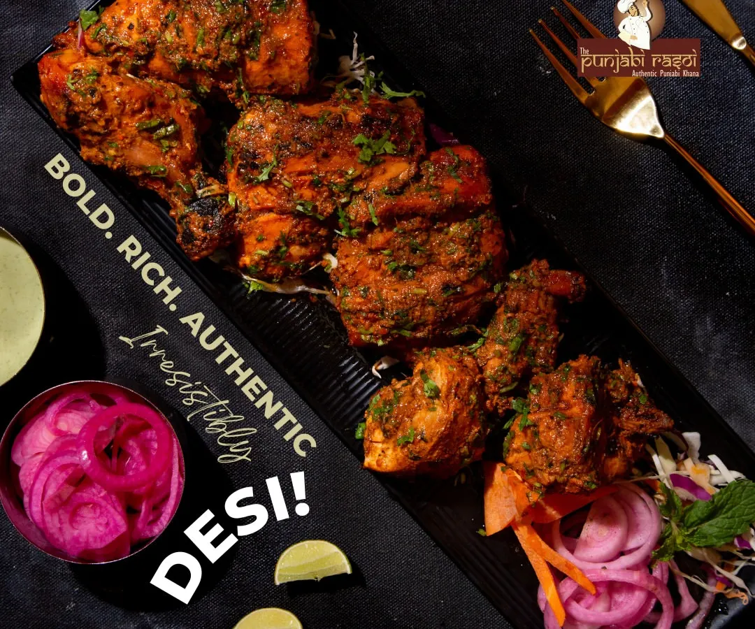 Our Tandoori Chicken is cooked the proper way, until it's smoky and juicy. We marinate it in authentic spices, so every bite is full of that classic tandoori flavour you love.