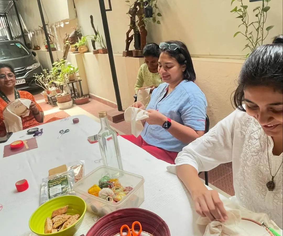 The Hand Embroidery Club in session at my studio. It is always a joy to see people from different walks of life connecting over their shared love for stitching. We talk, we create, and time just flies by.