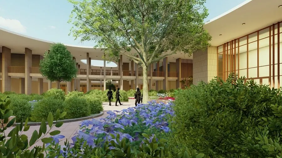 For the D.Y. Patil University Rural Health Training Centre, I designed this courtyard to be a core part of the healing environment. The integration of lush greenery, natural light, and enhanced airflow creates a calming, restorative atmosphere that supports patient recovery and well-being.
