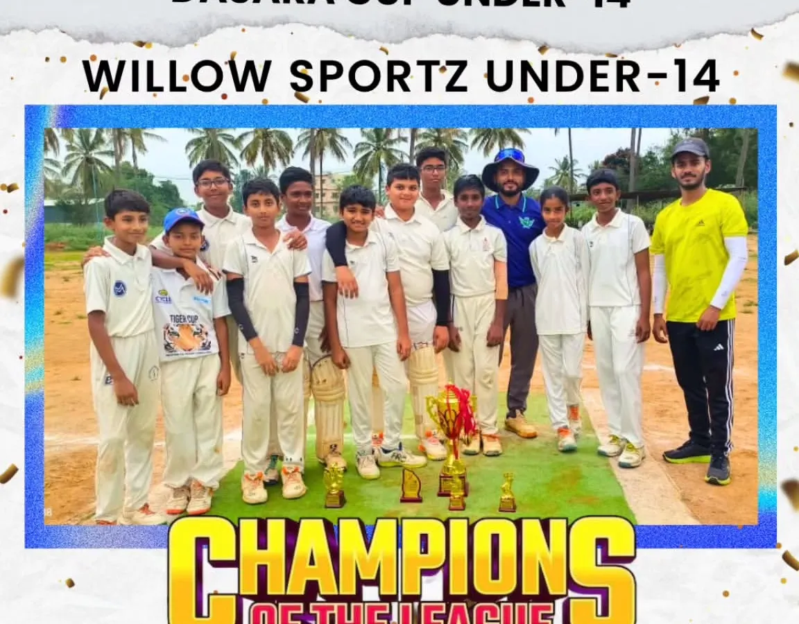 This is the result of dedication. Our Under-14 team stands proud as Champions of the League at the NH Sports Dasara Cup. We train our players for competitive cricket, and moments like these are a testament to their hard work and our structured match preparation.