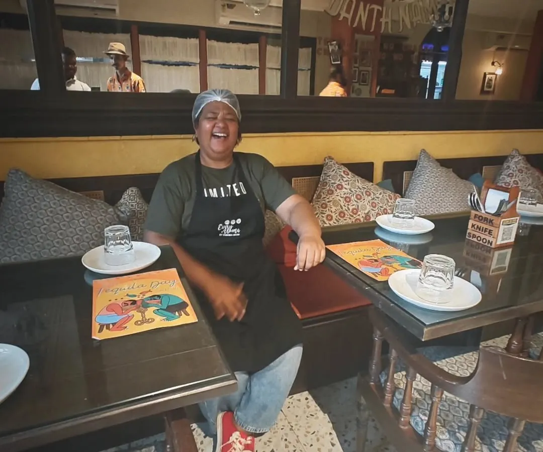 This is me in my happy place, laughing with guests after a satisfying meal. My pop-ups feel like a big family gathering, full of chatter and good vibes. This picture from my event in Mumbai captures that feeling perfectly.