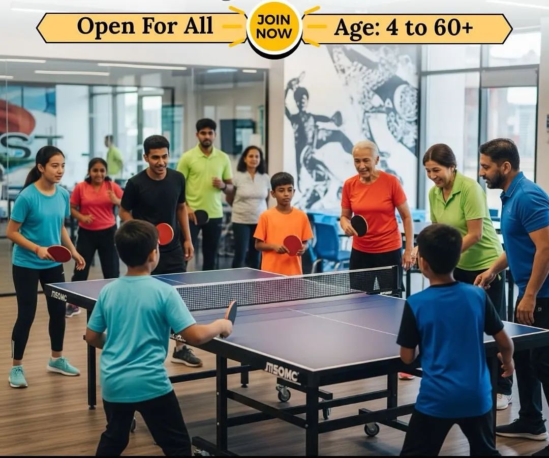We truly believe table tennis is for everyone. This graphic represents our commitment to training players of all ages, from young children aged 4 to seniors over 60, creating a diverse and energetic community at our academy.