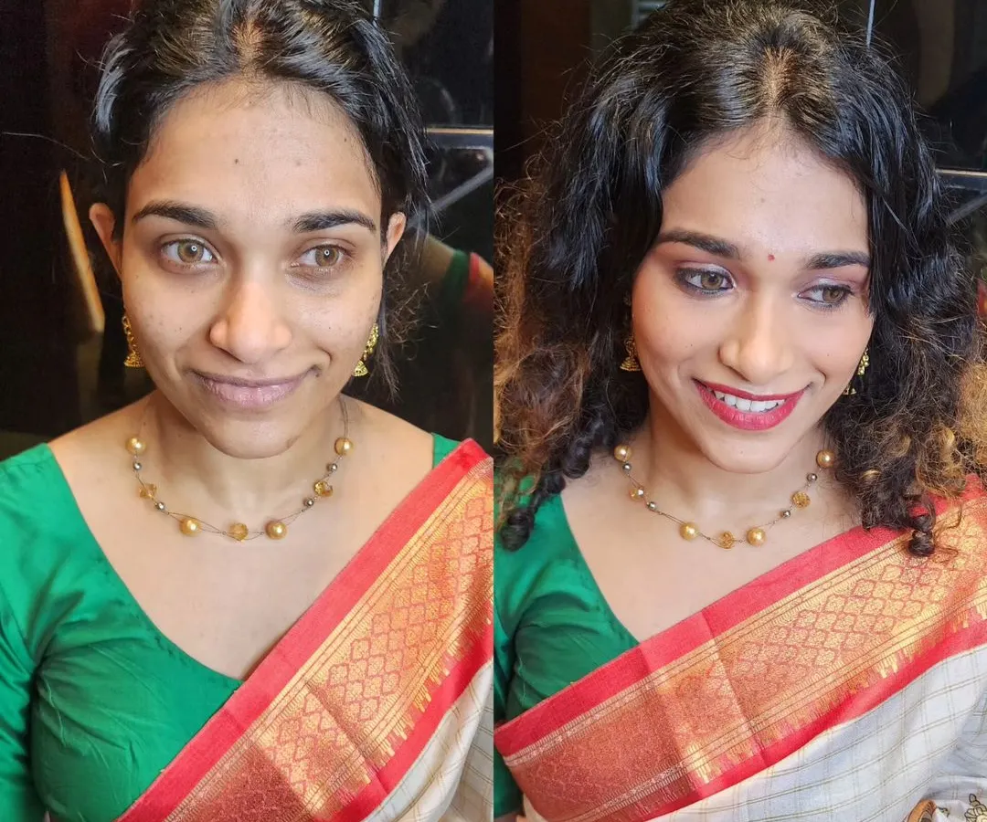 Here is a perfect example of a quick, 20-minute festive transformation. This before and after shows how you can achieve a flawless, skin-like finish that looks amazing for any occasion, without spending hours on it.