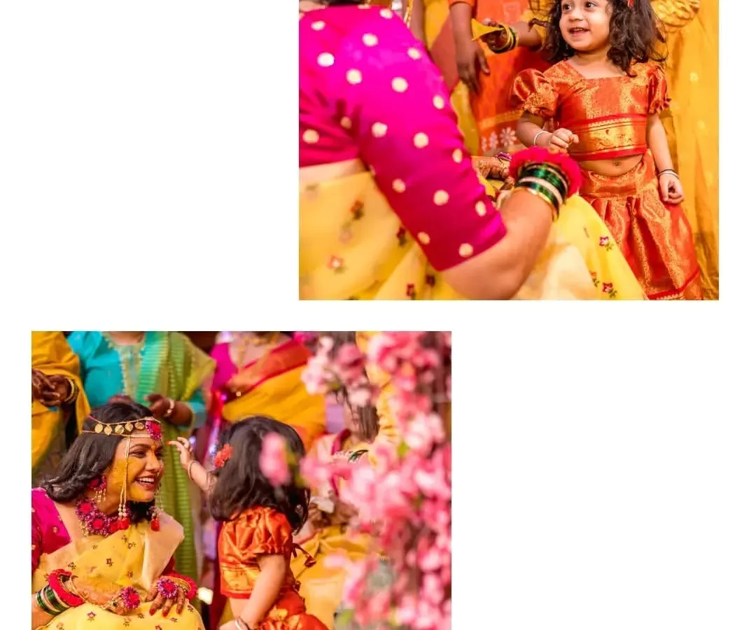 Capturing the joy of family extends to big celebrations too. Here, I focused on the sweet, candid interaction between a young girl and her family member during a traditional Haldi ceremony. These are the unscripted moments that tell the most beautiful stories.