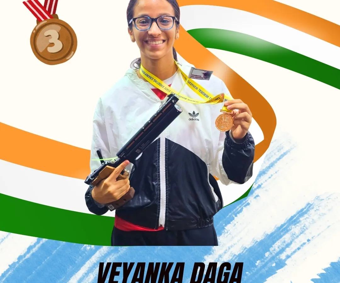 This is what we train for. We are incredibly proud of our shooter, Veyanka Daga, holding her bronze medal from the All India Open Competition. Every medal our students win is a testament to their dedication and our shared hard work.
