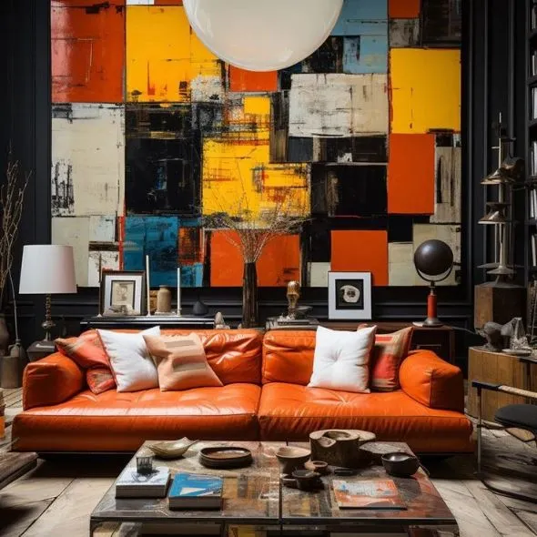This is how art transforms a house into a home. We specialize in creating large-scale, custom abstract pieces that serve as the focal point for any modern living room. This particular commission was designed to complement the client's bold color choices and high ceilings, creating a space that is both sophisticated and full of energy.