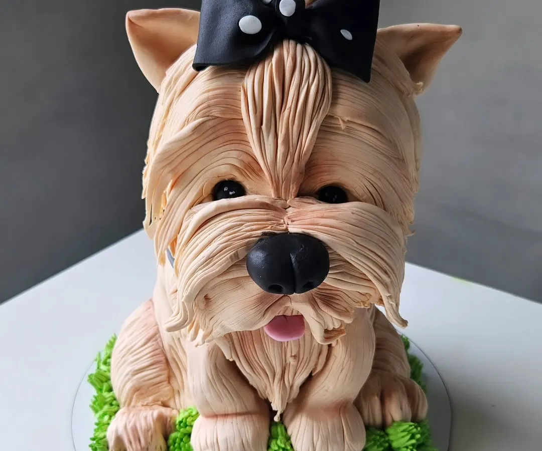 Is it a cake or a real puppy? This fully sculpted, hyper-realistic cake is one of my proudest creations. Every strand of fur is piped by hand with buttercream to bring this adorable shih tzu to life. This is where baking meets art, and I love pushing the boundaries of what a cake can be.