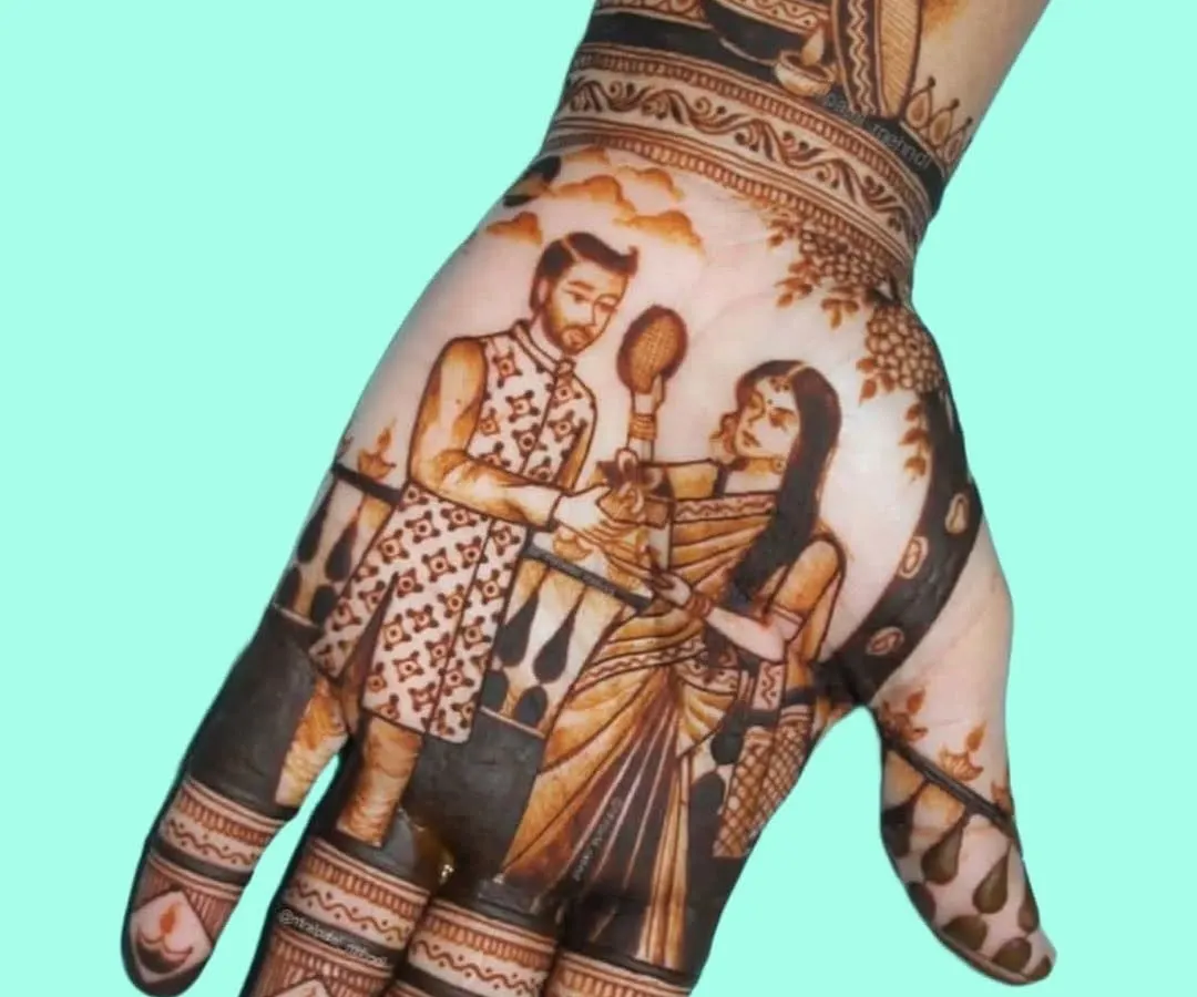 For Karwa Chauth, I love creating personalized portraits that tell your unique story. This design shows a couple celebrating the ritual, complete with the moon and sieve, making the occasion truly unforgettable.