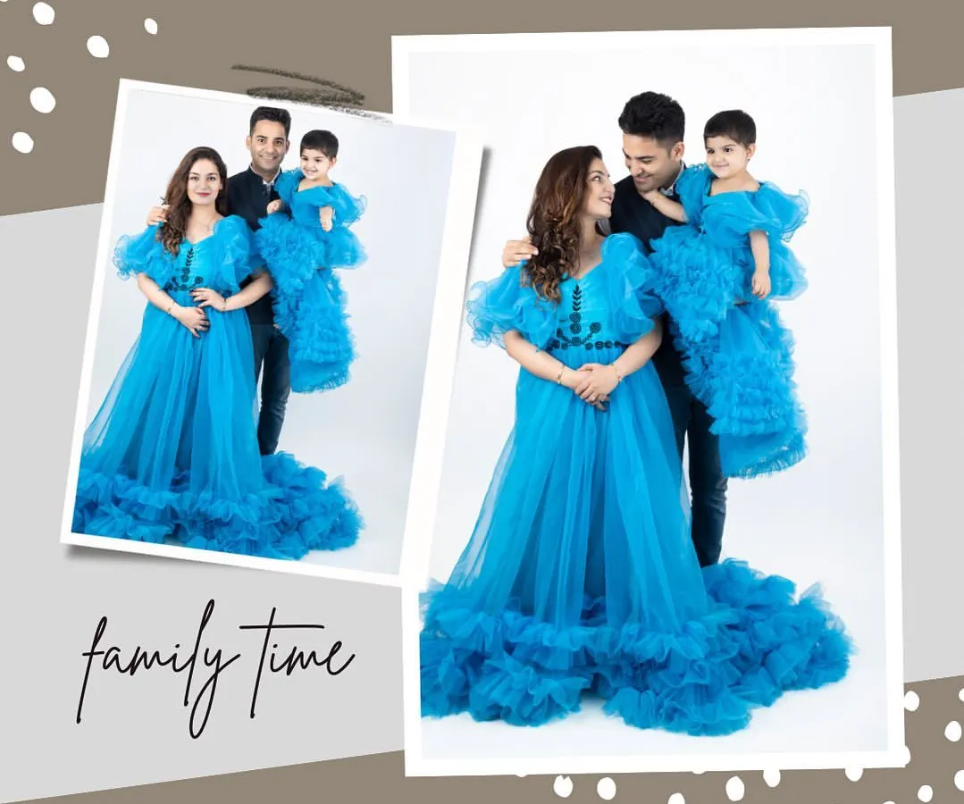 Nothing makes me happier than capturing the whole family's excitement. We styled mom, dad, and the soon-to-be big sister in matching blue outfits for this family maternity session. It’s a beautiful way to remember the time just before your family grows.