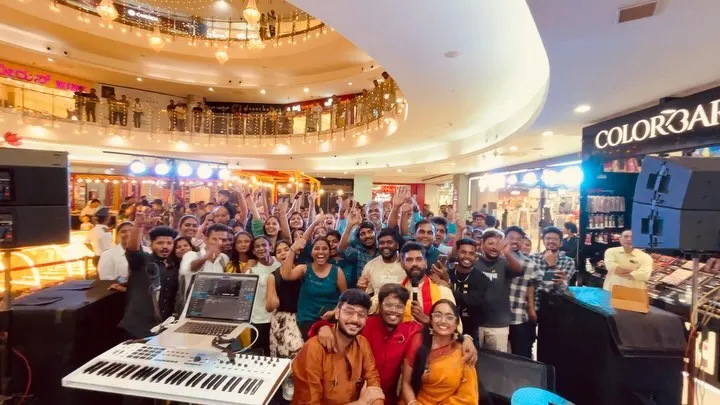 Nothing beats this feeling! A picture with our amazing audience at Mantri Mall for a Kannada Rajyotsava celebration. Your energy is what makes our performances so special. We are a multilingual band, but singing Kannada songs for a home crowd is always a powerful experience.