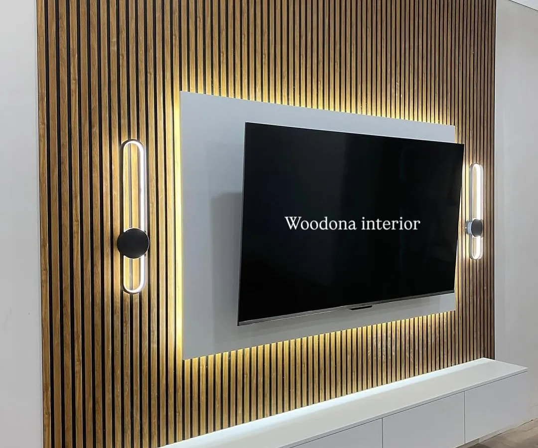 A clean and modern TV unit is my specialty. Here, I used a combination of fluted wood panels for texture and a floating white console for a minimalist look. The hidden backlighting gives it a premium feel and makes the wall a centerpiece.