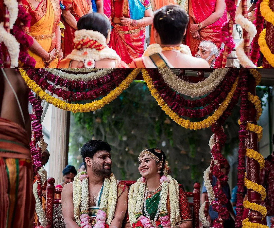 The joy of a traditional South Indian Oonjal or swing ceremony. We specialize in capturing the vibrant colors and lively rituals of Tambram and Iyer weddings, ensuring every tradition is beautifully documented.