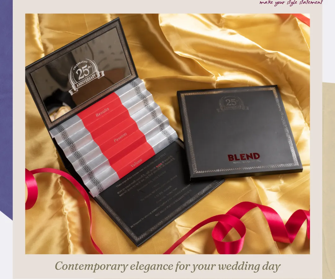For a significant 25th anniversary, I designed this elegant black and silver boxed invitation. The sophisticated design and premium materials reflect the importance of the corporate milestone, with custom inserts for different event functions.