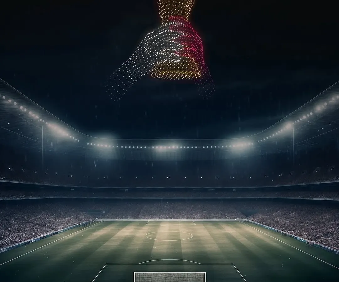 For the world's biggest sporting events, I create iconic moments. Imagine a giant, glittering World Cup trophy animated by hundreds of drones, hovering over the stadium, visible to every single fan.