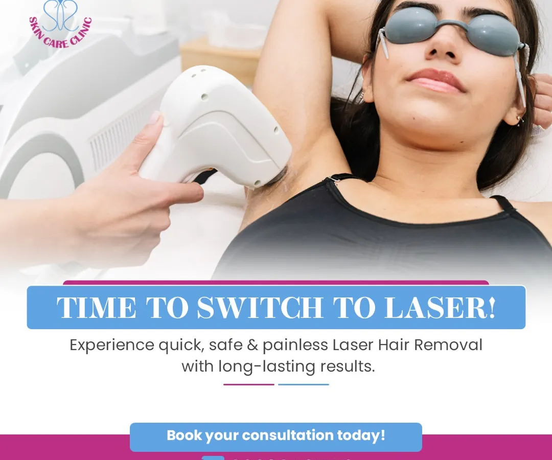 Here you can see our painless laser hair removal treatment in action on the underarm area. We use FDA-approved technology that targets hair follicles directly, leading to long-lasting smoothness and freedom from constant shaving or waxing.
