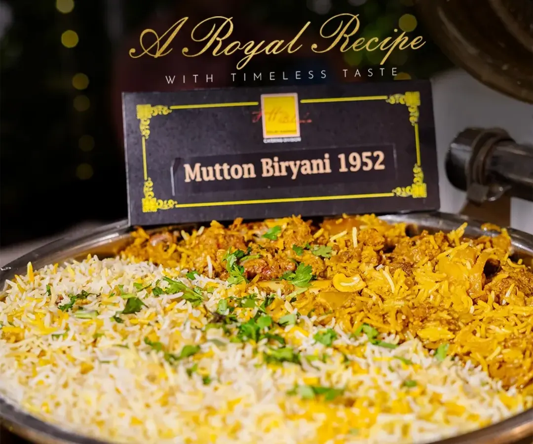 A taste of our history, the Mutton Biryani 1952 is more than a dish; it's a royal recipe passed down through generations. We use fragrant rice, tender mutton, and a secret blend of spices, slow-cooked to perfection.
