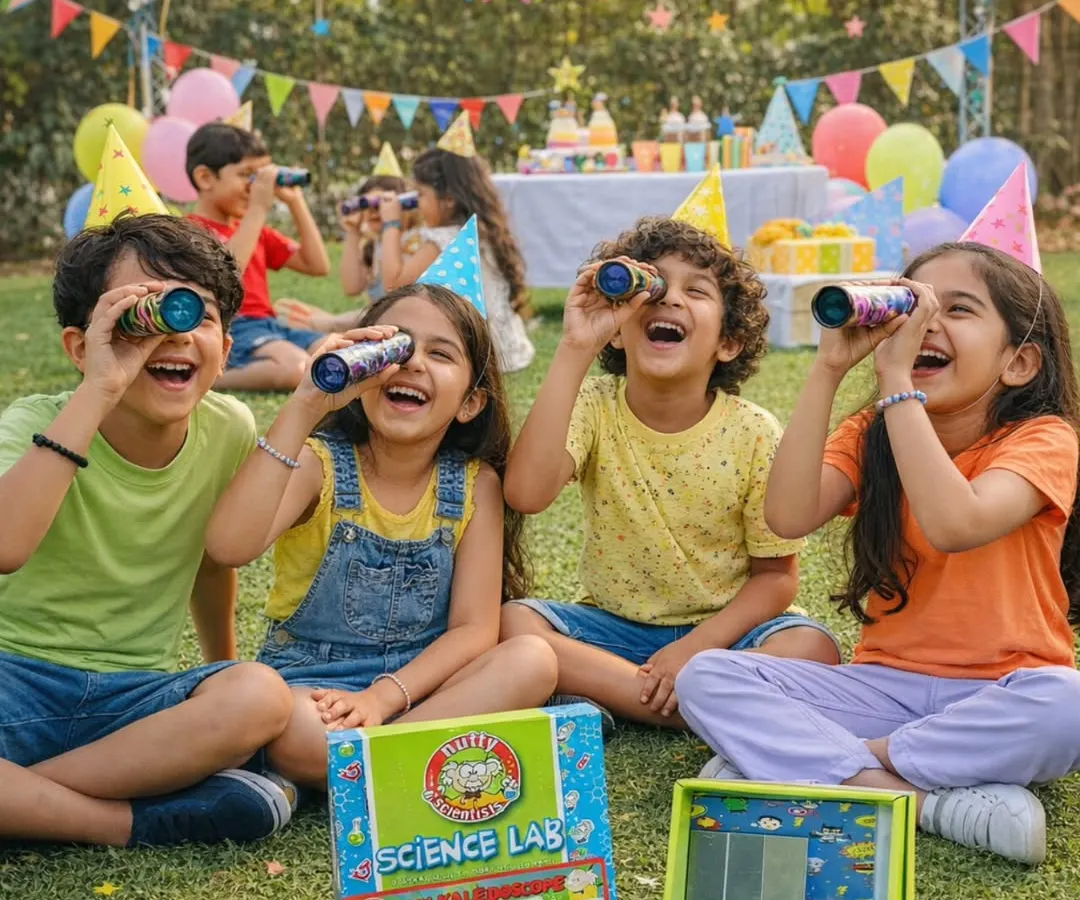 Looking for a birthday party idea that's both fun and mindful? Our DIY science kits, like these awesome kaleidoscopes, make for an unforgettable activity and the perfect return gift that kids and parents both love.