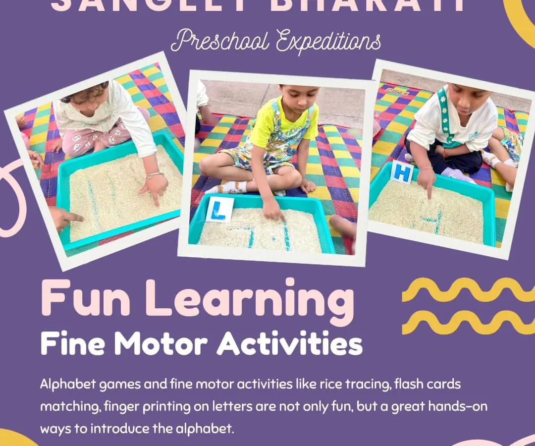 We make learning the alphabet a sensory adventure. Here, our students are developing fine motor skills and pre-writing abilities by tracing letters in a tray of rice. This Montessori-inspired activity makes learning tactile, engaging, and memorable.