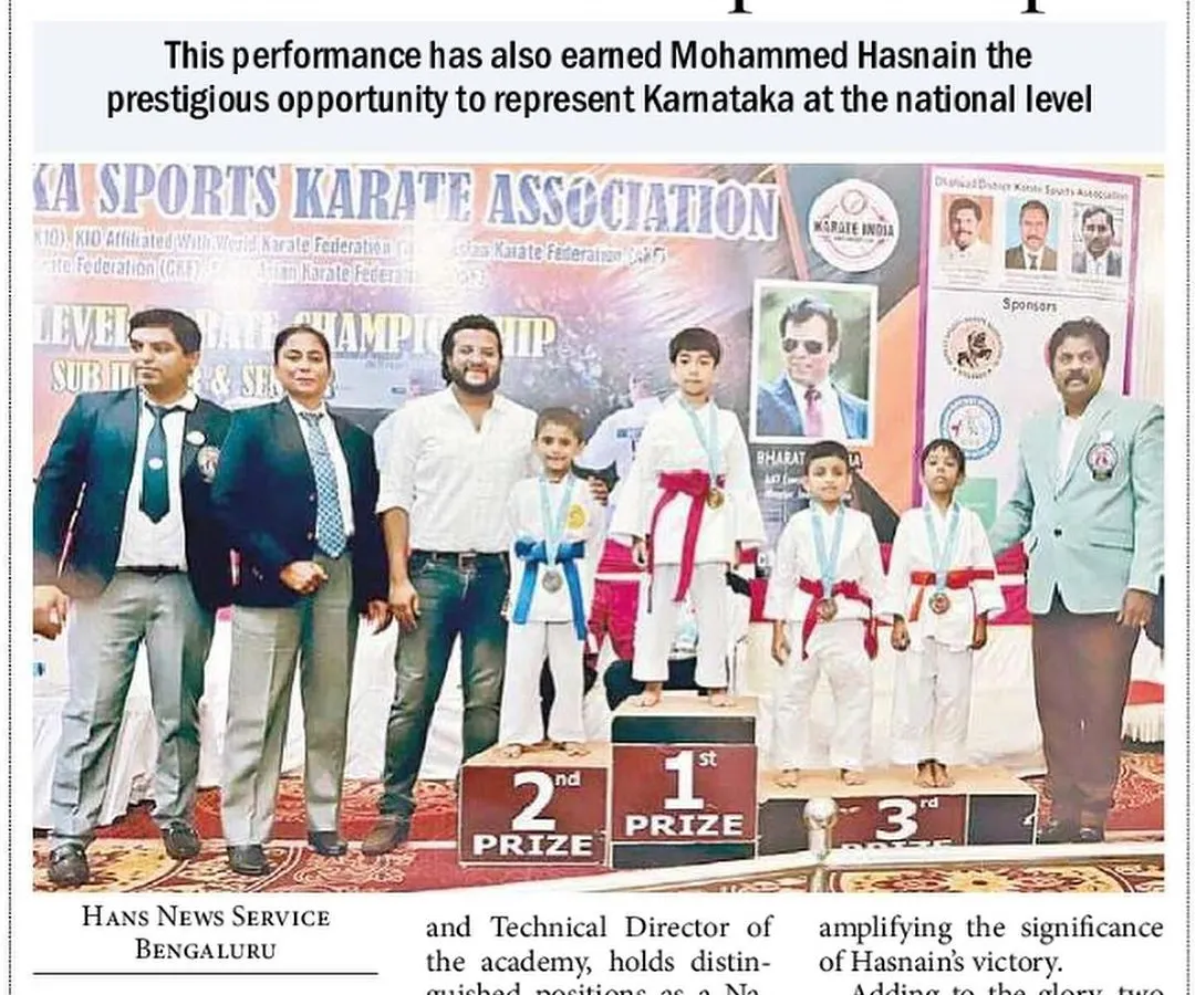 Results speak for themselves. I am proud to see my students' hard work and saadhaneya shikara (peak achievement) recognized in the media. This is my son, Mohammed Hasnain, after securing a gold medal, a testament to the competition-level coaching we provide.