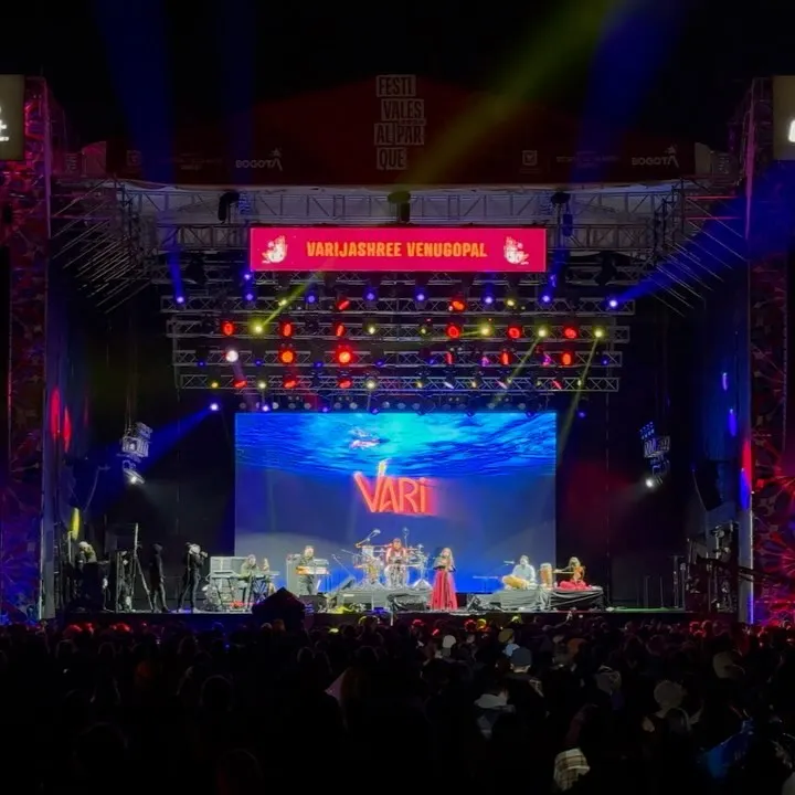 Performing at the Jazz al Parque festival in Bogotá was an absolute dream. Seeing the massive stage and feeling the energy from such a huge, wonderful crowd is a feeling I'll cherish forever. This is what my large-scale Carnatic fusion concerts are all about.
