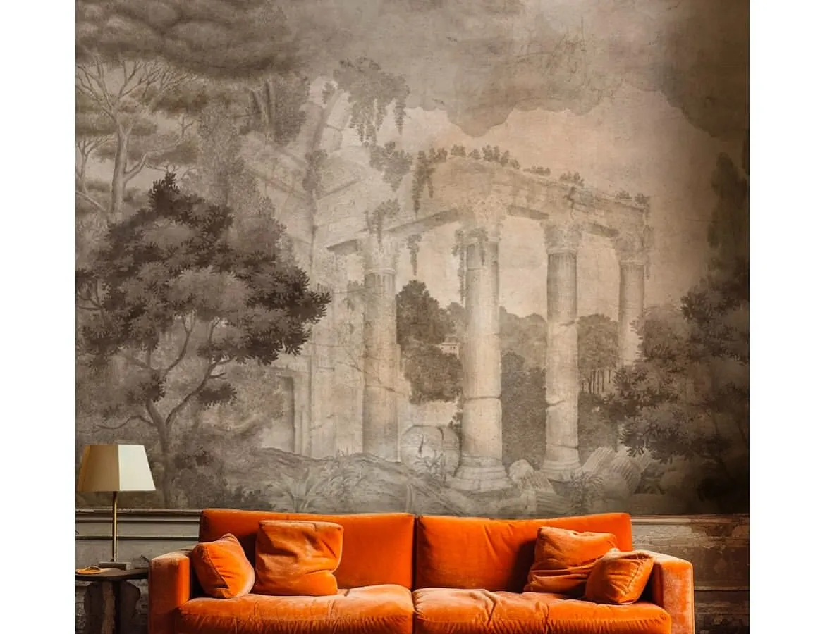 Transform your walls into a work of art with our panoramic wallpapers. This design, featuring classical ruins, creates an immersive, continuous visual that brings a sense of history, drama, and openness to a residential or commercial space.
