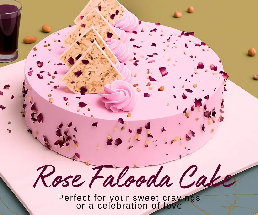 Experience a delightful fusion of tradition and innovation with our Rose Falooda Cake. This unique creation combines the fragrant essence of rose with the beloved textures of falooda, offering a refreshing and sophisticated dessert experience.