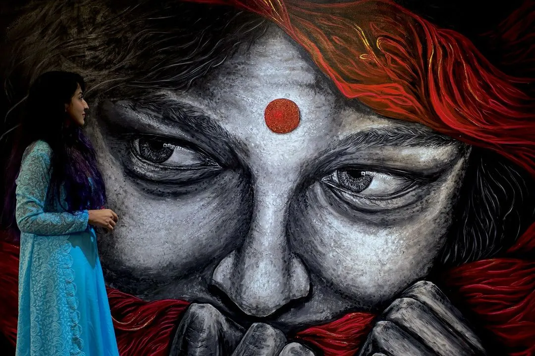 This is 'Visalakshi,' one of my largest and most emotionally intense acrylic portraits. I aim to capture not just a likeness, but the soul and the stories held within a person's eyes. If you are looking for a soulful portrait that tells a deep, personal story, this is the kind of connection I seek to create.