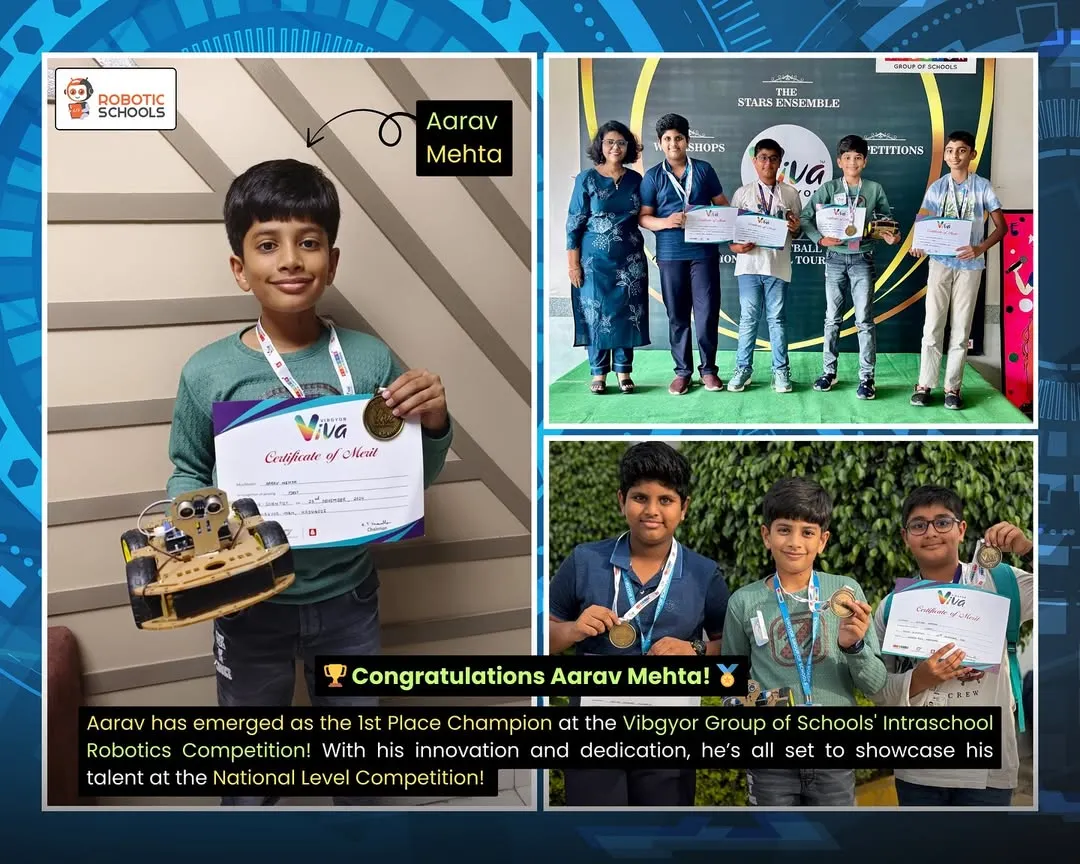 We are incredibly proud to celebrate Aarav Mehta, who secured 1st place in a major intraschool robotics competition. This is the result of dedication, hands-on learning, and a passion for building things that work.