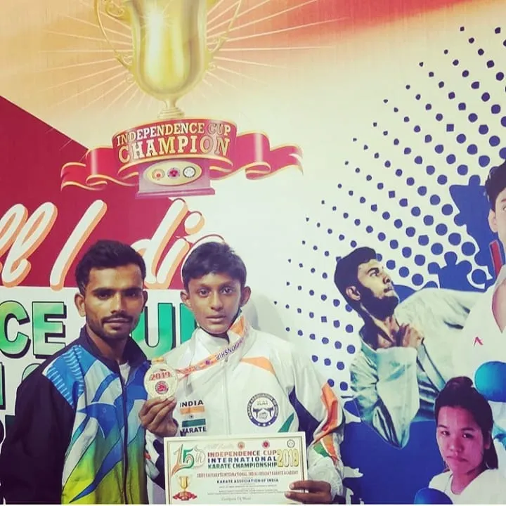 This is the result of relentless dedication. One of my fighters representing India after winning at the Independence Cup International Karate Championship. We don't just train for local matches; we prepare you to fight for the Indian flag.