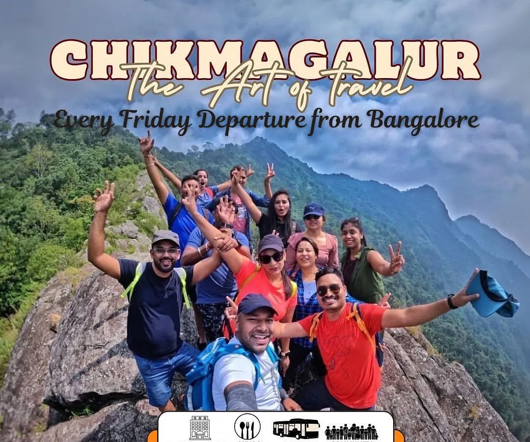 The energy of the group when we reach a peak is just incredible. This is our crew celebrating at the top of a Chikmagalur trek, with smiles as wide as the view. You might join solo, but you'll leave with a whole new set of friends.