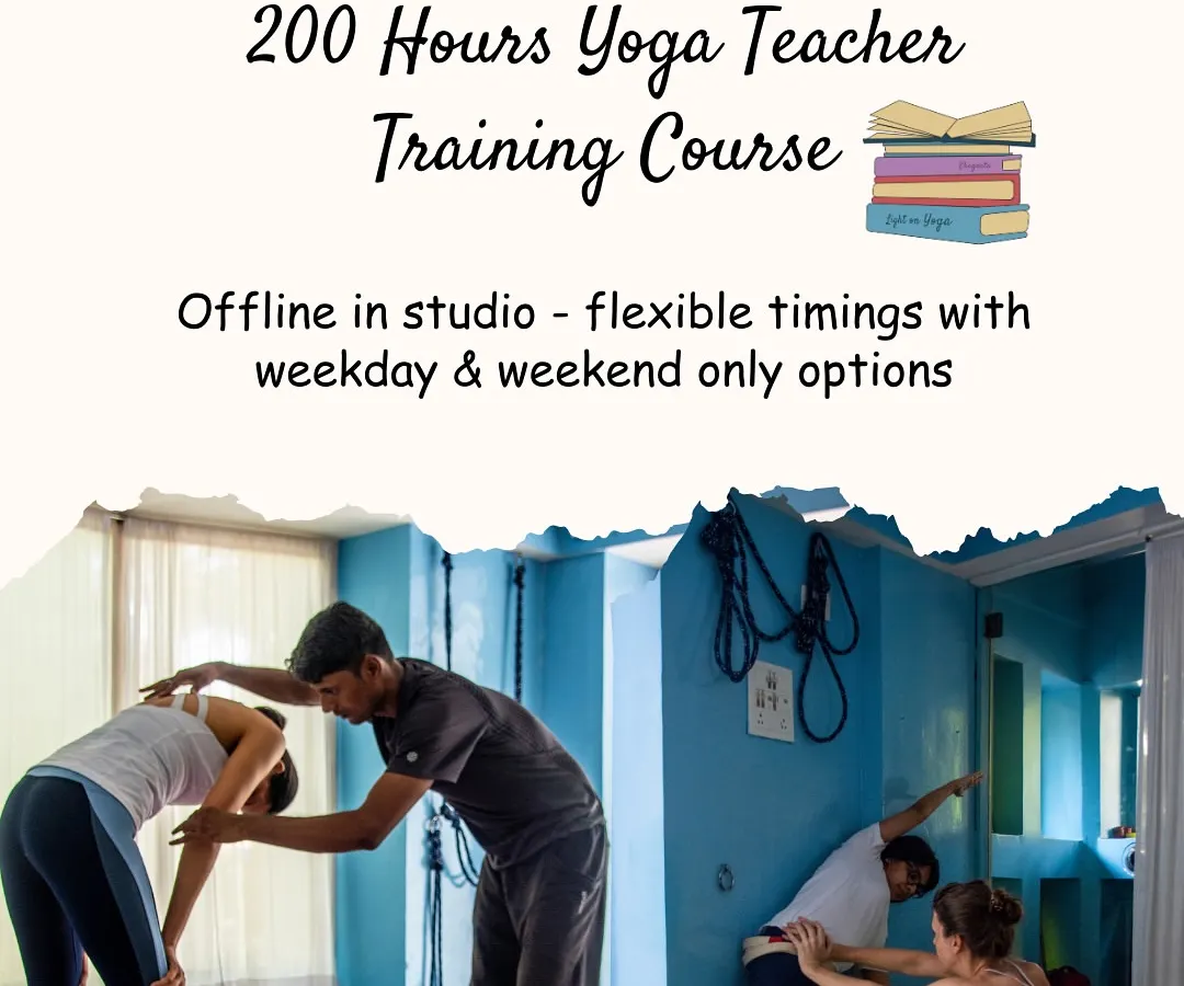 We offer a comprehensive, Yoga Alliance certified 200-hour Teacher Training Course right here in our Bandra studio. This image shows one of our core principles: hands-on adjustments to ensure you understand alignment deeply and can teach it safely.