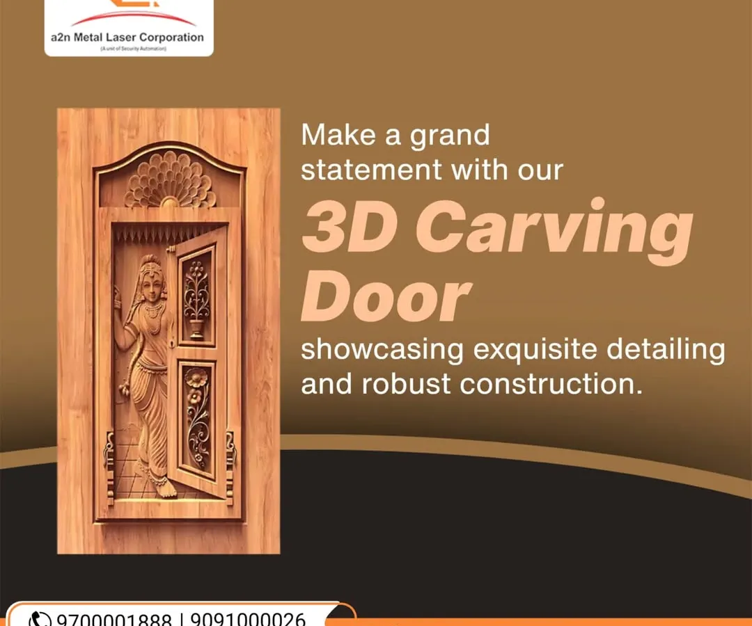 Our 3D carving brings solid wood to life, as seen in this grand entrance door featuring an exquisitely detailed traditional figure. This piece demonstrates our ability to create deep, sculptural reliefs that tell a story and make a powerful first impression.