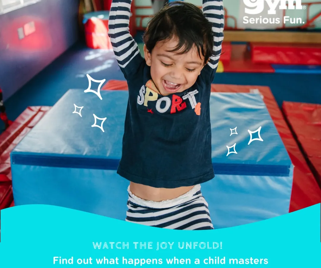 The pure joy of mastering a new skill is what we strive for in every class. This moment, when a child feels strong and capable, is the foundation of true confidence. We help children build upper body strength and grip through fun activities like hanging on the bars.