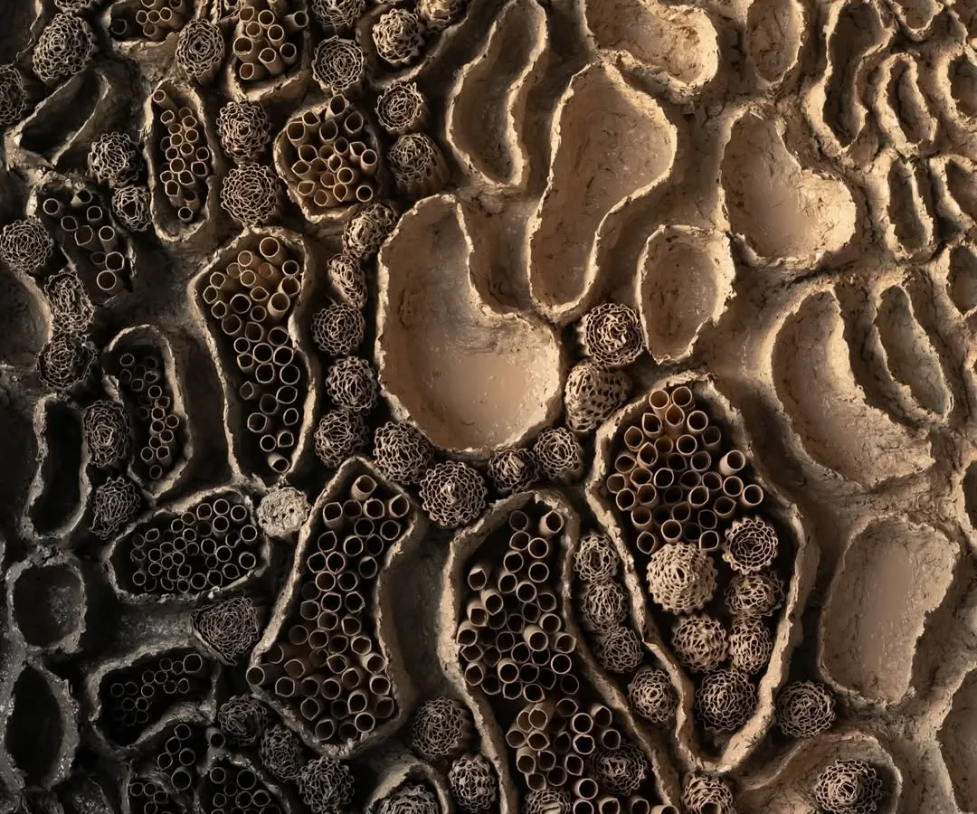 The magic is in the details. This is a close-up of my artwork "Self Discovery," where you can see the intricate textures I create using upcycled paper. Each layer tells a story, and the way it plays with light brings a different feeling as your day goes on.