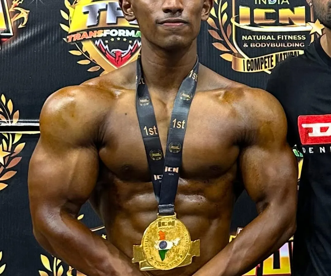 This is the end goal: winning. This client brought home the gold medal at the ICN India show after following my 8-week contest prep protocol to the letter. Results are all that matter.