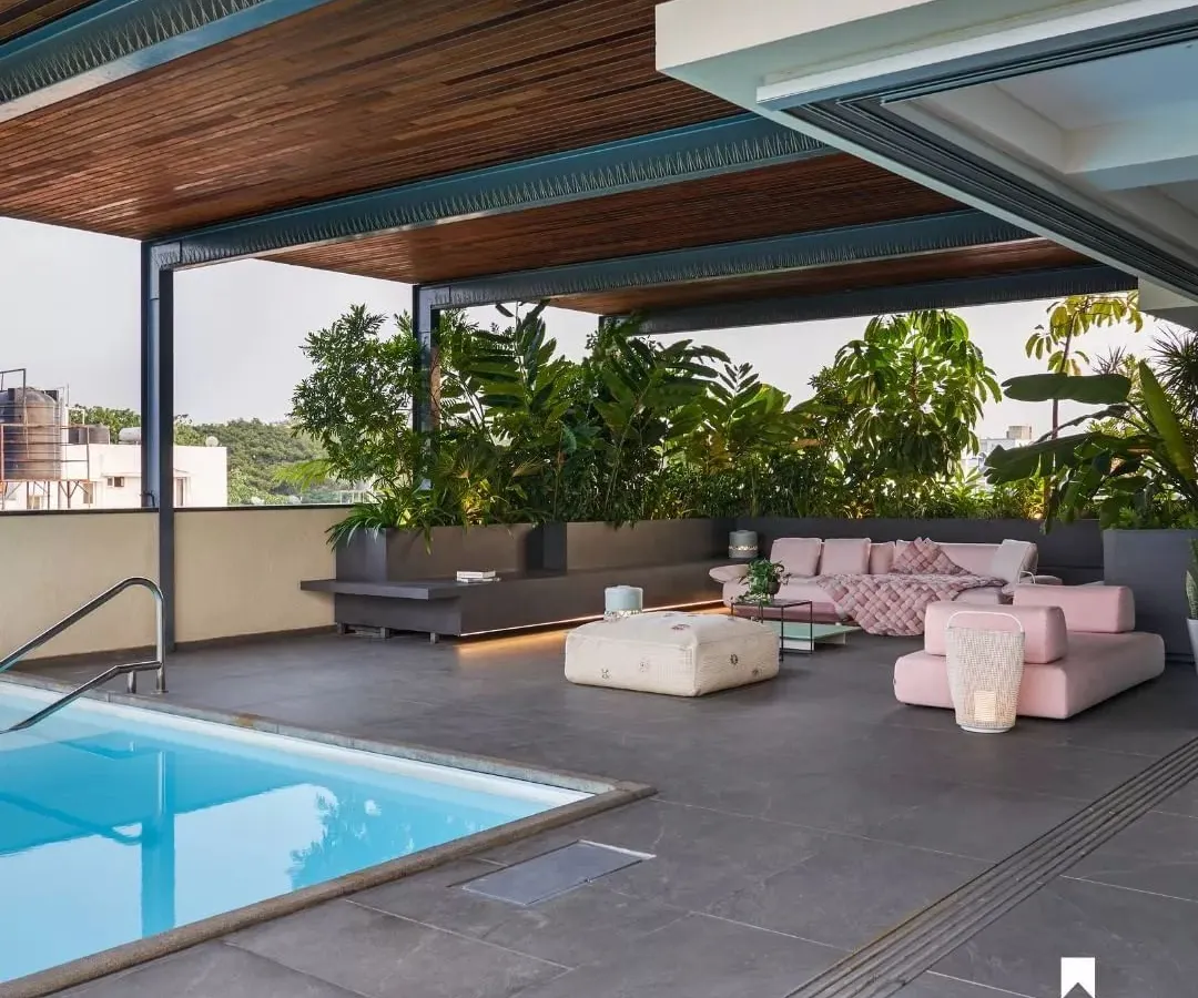 We believe luxury is about experience. This rooftop lounge and pool area from our Kanasu project is designed as a private urban retreat, blurring the lines between a residence and a resort.