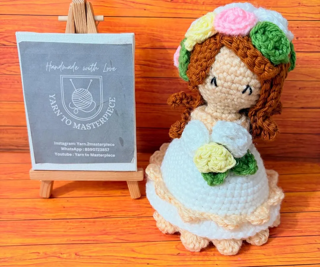 This is where a little magic happens. My reversible doll starts as a beautiful character holding a small bouquet and flips inside out to become a full, everlasting arrangement of crochet flowers. It's a truly unique keepsake.