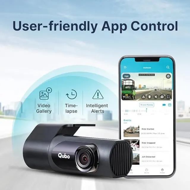 We ensure all our dashcams come with user-friendly app control. You can easily manage settings, browse your video gallery, view time-lapse footage, and receive intelligent alerts for events like sudden impacts, directly on your phone.