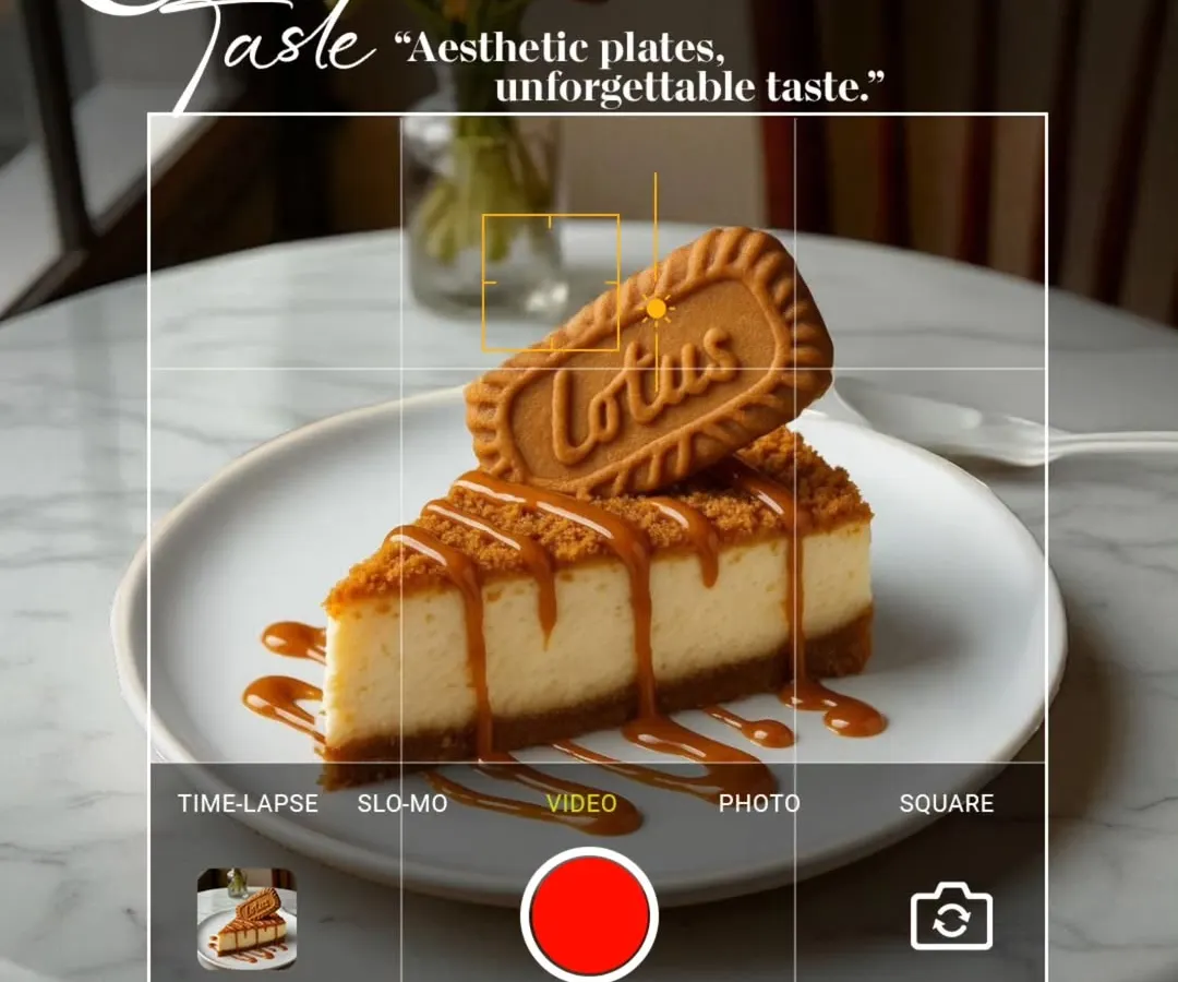 This isn't just a cheesecake, it's an interactive experience. Our Lotus Biscoff Cheesecake is a fan favorite, with a creamy, luxurious texture and the unmistakable caramelized spice of Biscoff. Go on, capture the taste.