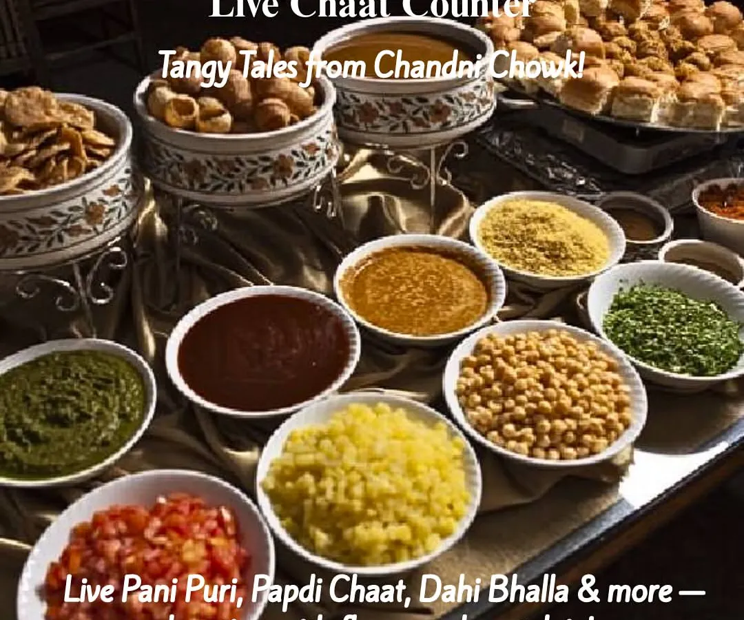 I bring the lively street food experience to your event with our interactive live chaat counter. Guests love customizing their own pani puri, dahi bhalla, and papdi chaat with an array of fresh toppings and tangy chutneys.