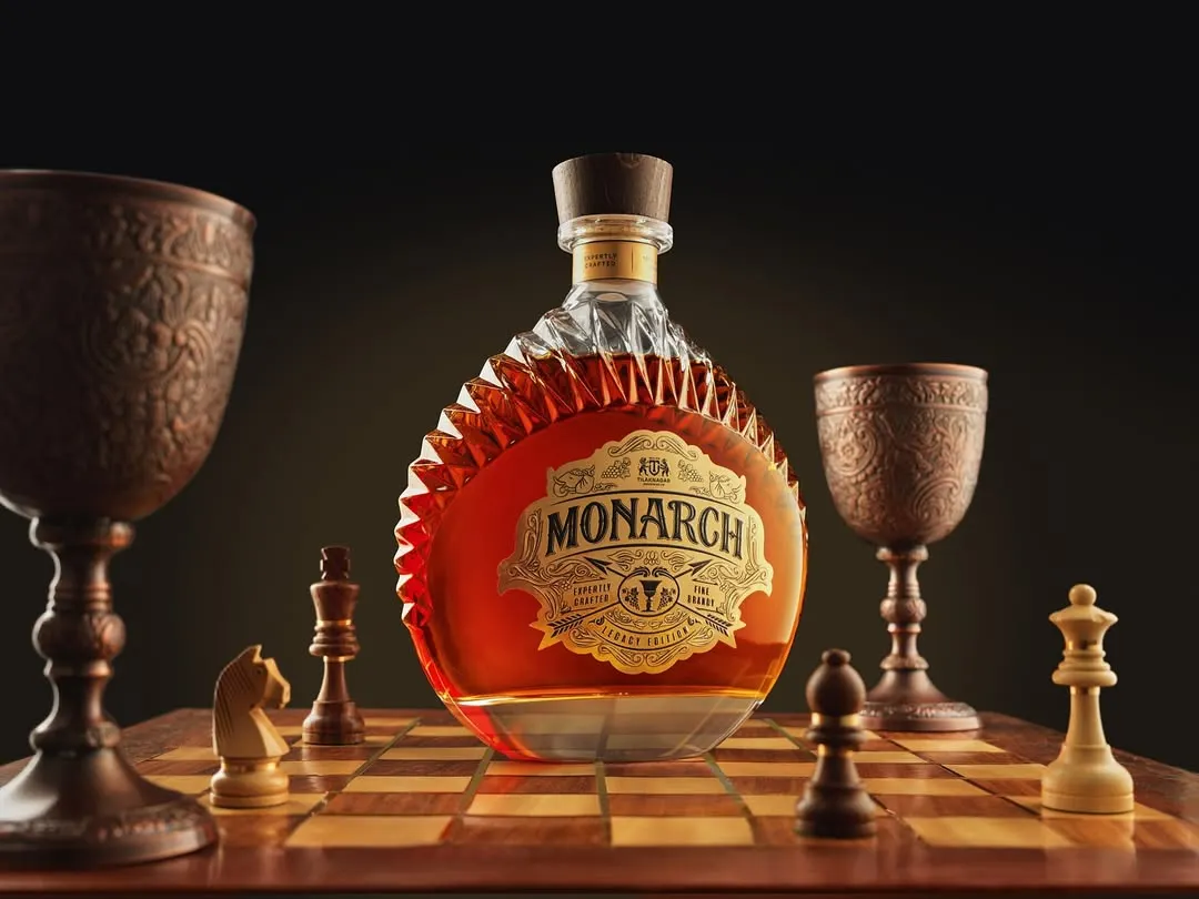 For me, a product shot should tell a story. With Monarch brandy, we created a world of strategy and royalty. This wasn't just about placing a bottle; it was about building a narrative of power and legacy, using a chessboard and custom pieces to frame the product as the king. Every element is placed with intention, all captured in-camera.