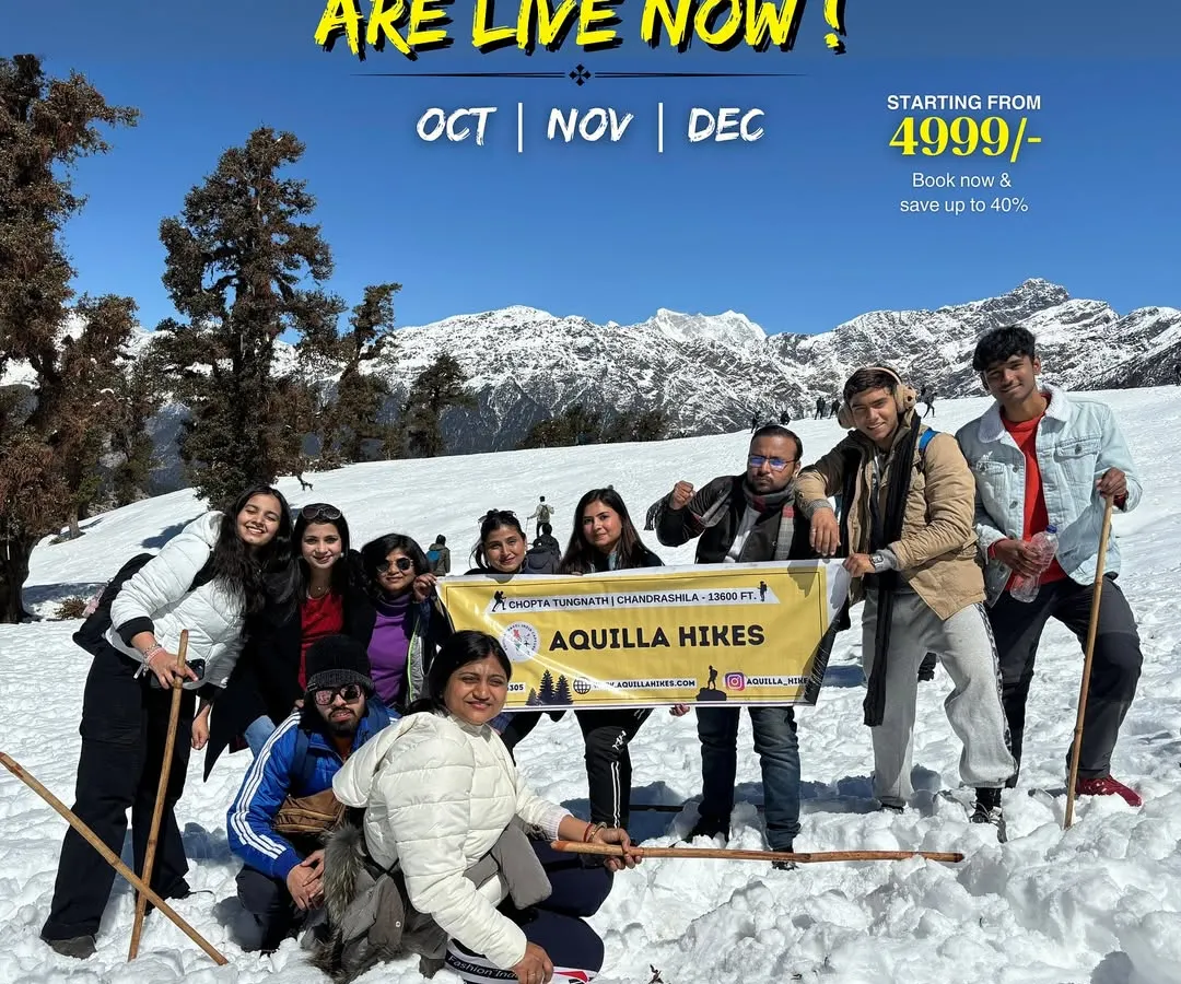 This is the vibe on our Chopta winter treks. Imagine being surrounded by snow with a fun group that feels like family. Our winter batches for October, November, and December are now live, so you can book your spot before the snow rush begins.