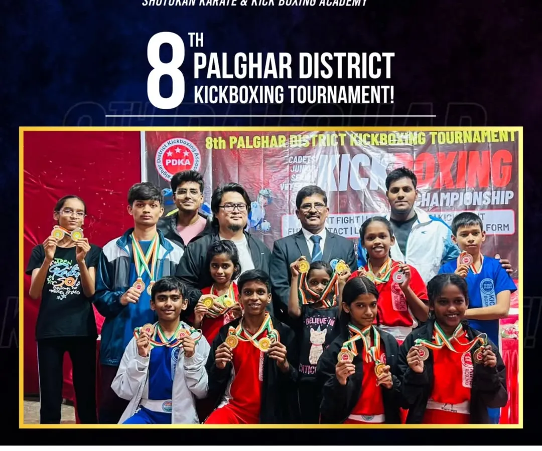 This is what dedication looks like. I am incredibly proud of our Sweat N Punch team, who dominated the 8th Palghar District Kickboxing Tournament. This picture is a testament to their hard work and the champion spirit we build here.